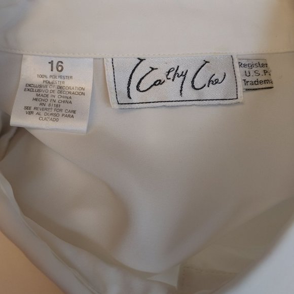 Kathy Cho Women's White Stripped Front Long Sleeve Button Down Blouse 16 - Picture 3 of 3